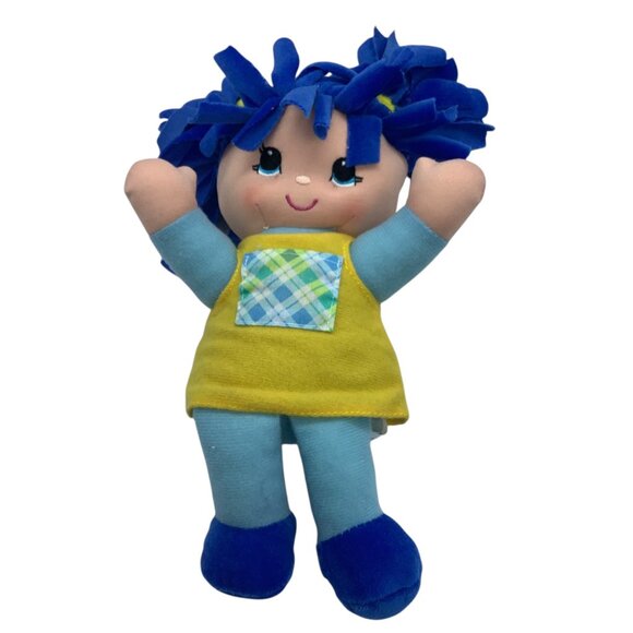 Noodle Do Kids Plush Doll 12" Blue Hair Yellow Dress Soft Toy Well Made Toy 2006 - Picture 1 of 5